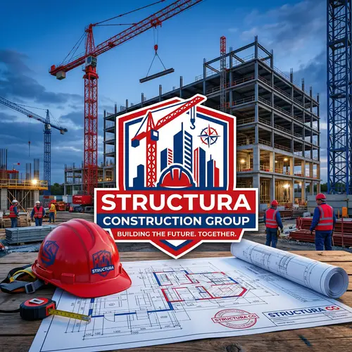 Construction Company Corporate Identity with Red and Blue Colors