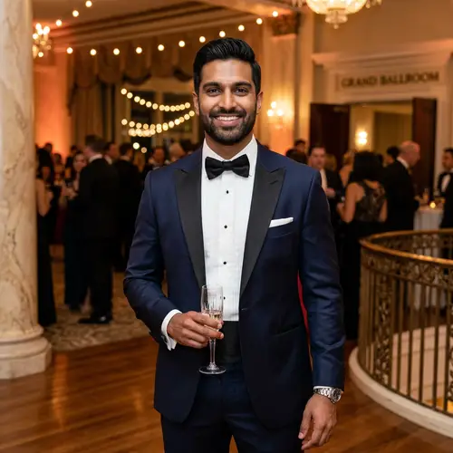 Handsome South Asian Man in Formal Evening Dress