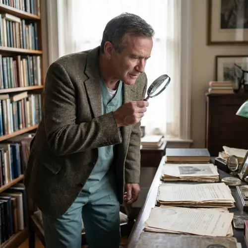 Doctor Searching with Magnifying Glass