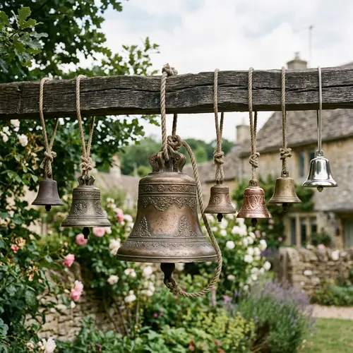 Vintage and Modern Bells Hanging in Harmony