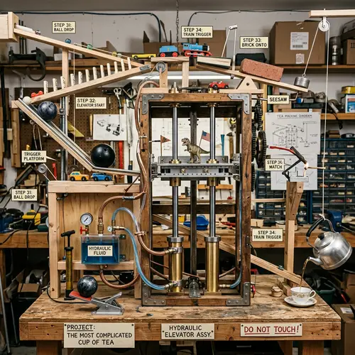 Hydraulic Elevator in a Rube Goldberg Machine
