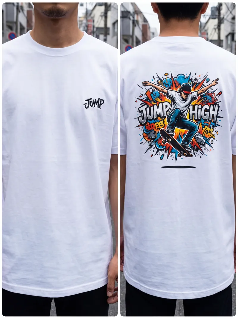 Jump Skateboard T-Shirt Design | White Tee