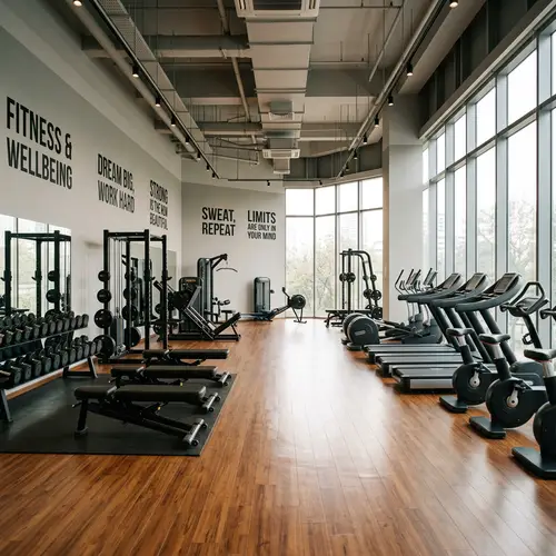 Modern Gym Interior Design | Fitness Equipment & Motivational Quotes