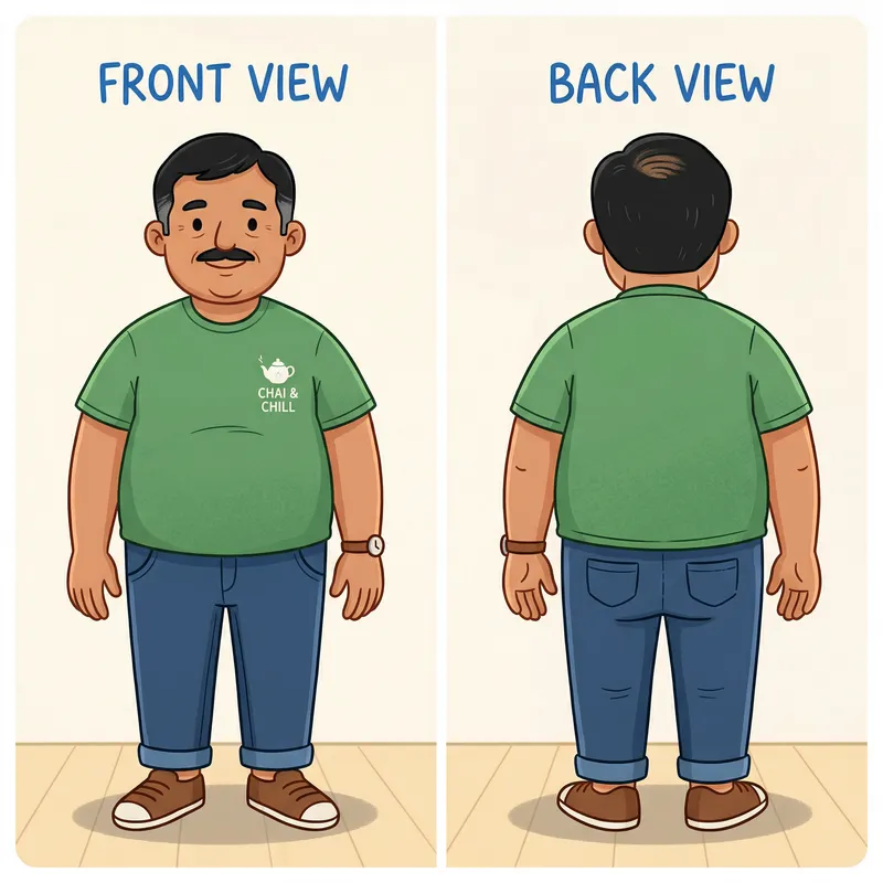 Human Cartoon: Front & Back Views