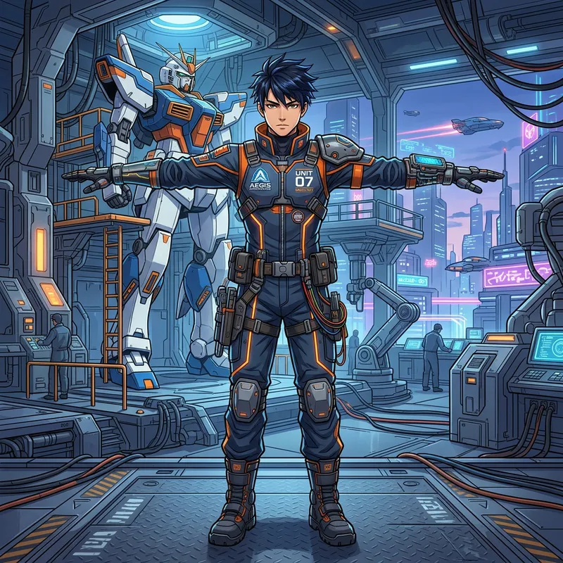 Anime-Inspired Mechanical Engineer Character Design