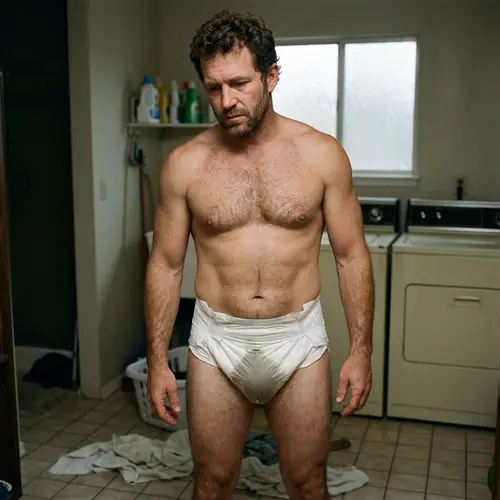 Masculine Man in Wet Diaper