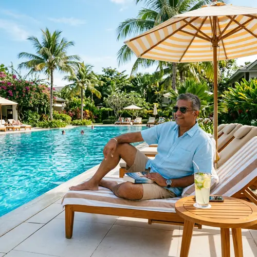 Tranquil Poolside Moment | Relaxation by the Shimmering Pool