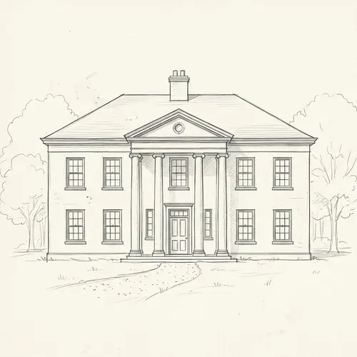 Neoclassical House Sketch: Clean Lines & Symmetry