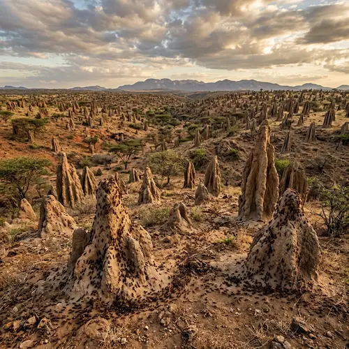 Fantastic Landscape of Thousands of Termites