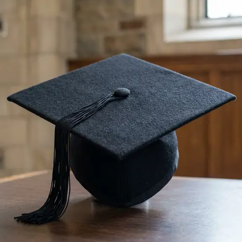 Black Square Academic Cap with Tassel for University Graduates