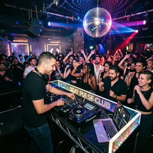 Vibrant Night Scene at Music Club with Diverse Crowd Dancing