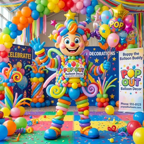 Fun and Colorful Balloon Decoration Mascot