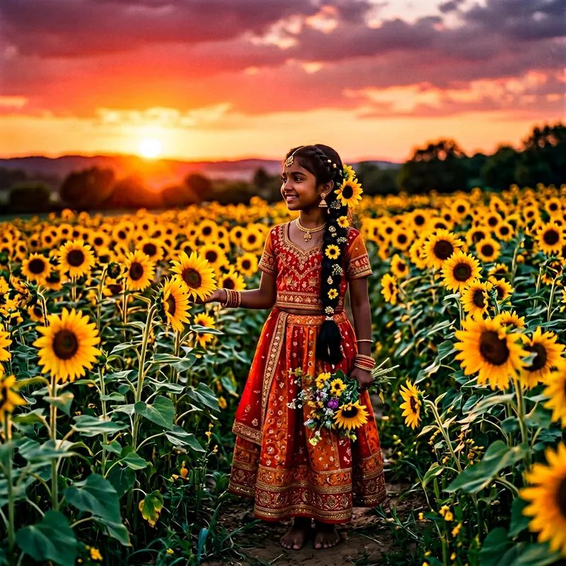 Portrait of a Beautiful Girl in Traditional Attire