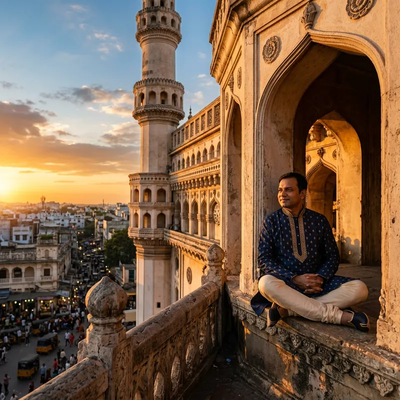 AKYD Anil Kumar Yadav Dundukuri Sitting on Charminar Icon