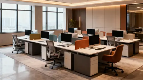 Stylish Contemporary Office with 8 Desks & Monitors