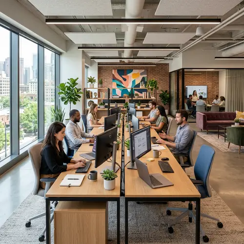 Stylish Contemporary Office with 8 Desks & Monitors