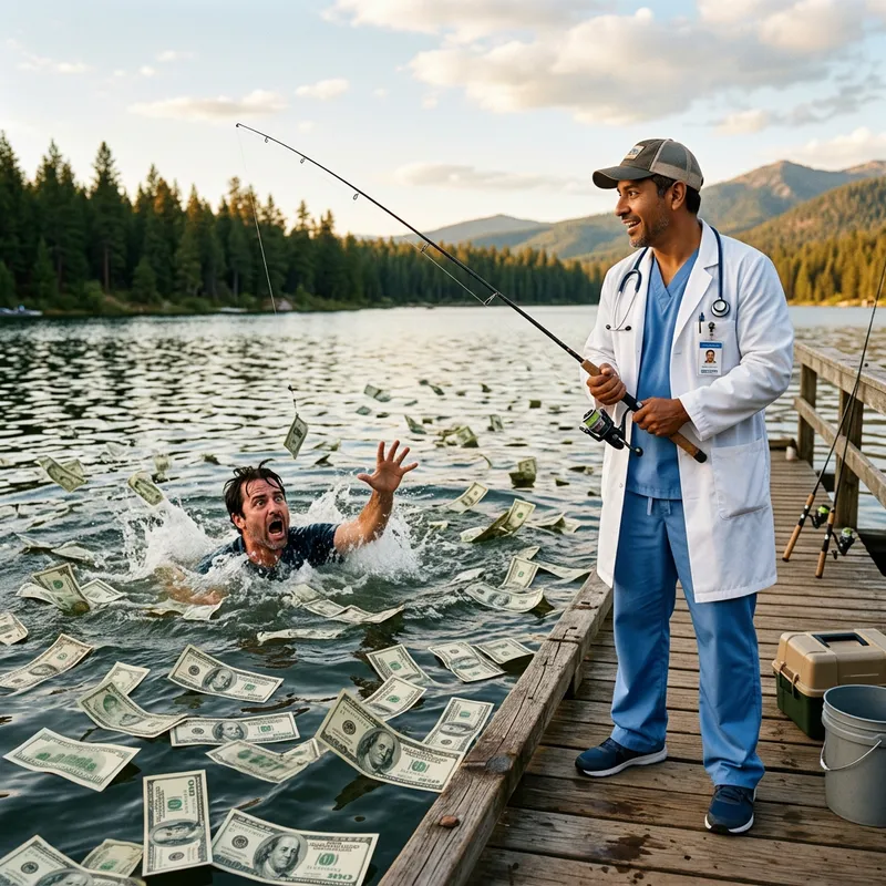 Doctor Fishing in Money-Filled Lake | Saving Man from Drowning Doctor Fishing in Money-Filled Lake | Saving Man from Drowning