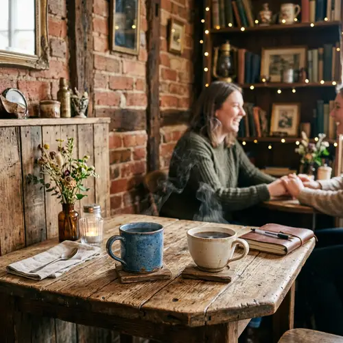 Cozy Rustic Coffee Scene - Relish Comfortable Conviviality
