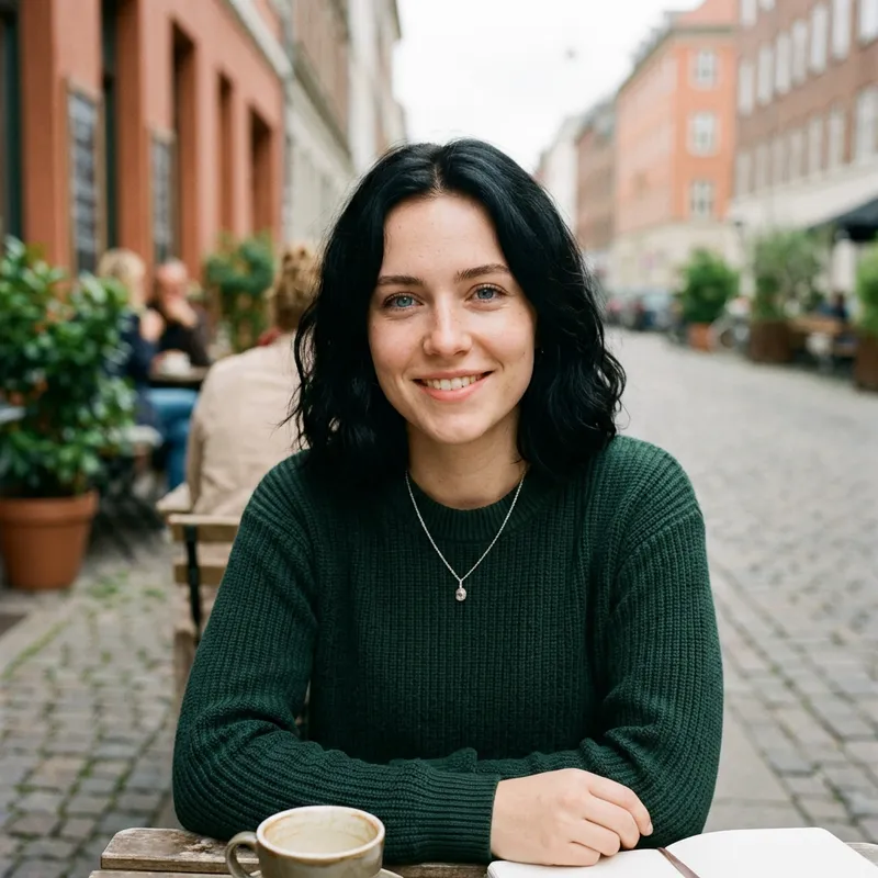 20-Year-Old Caucasian Girl with Black Hair & Blue Eyes