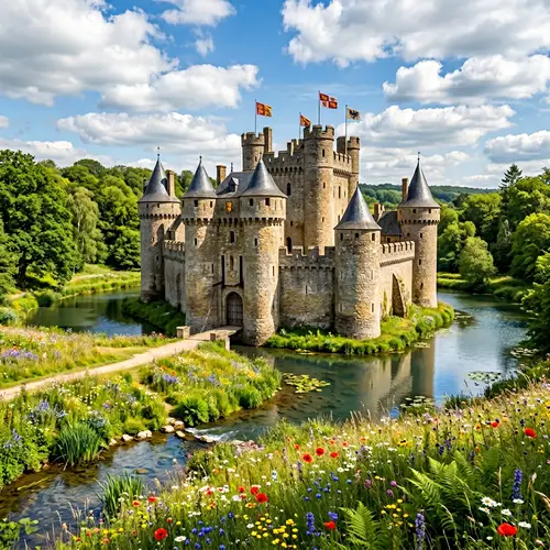 Enchanting Medieval Stone Castle Amidst Natural Serenity