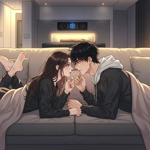 Cozy Romantic Manhwa Illustration of a Couple