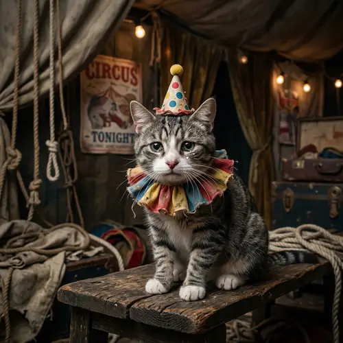 Sad Clown Cat: A Realistic Portrait