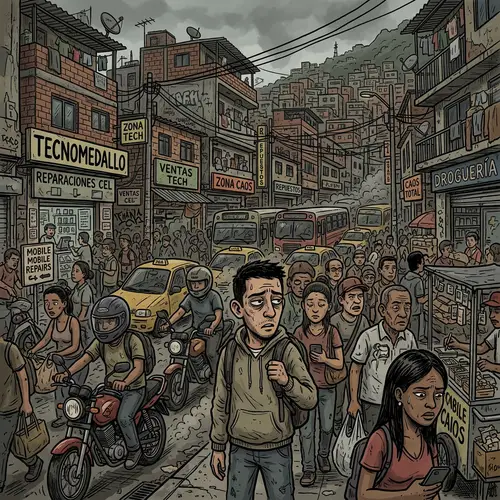 The Chaos of TecnoMedallo - A Detailed Cartoon