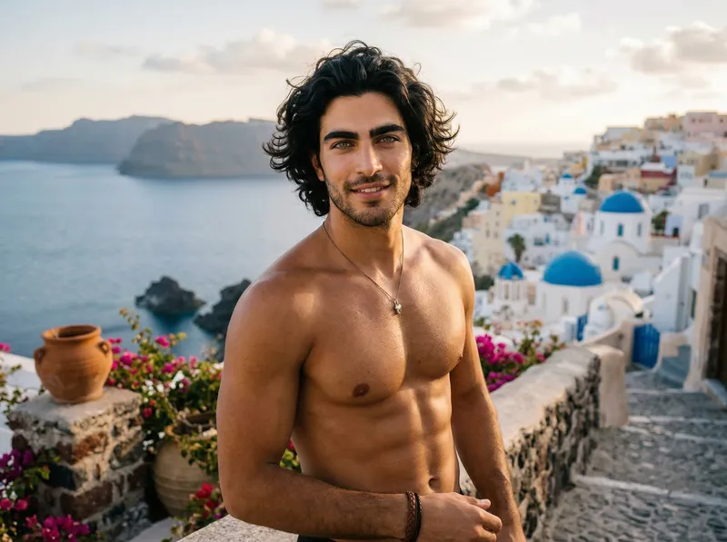 Greek Heritage Model with Wavy Black Hair Greek Heritage Model with Wavy Black Hair