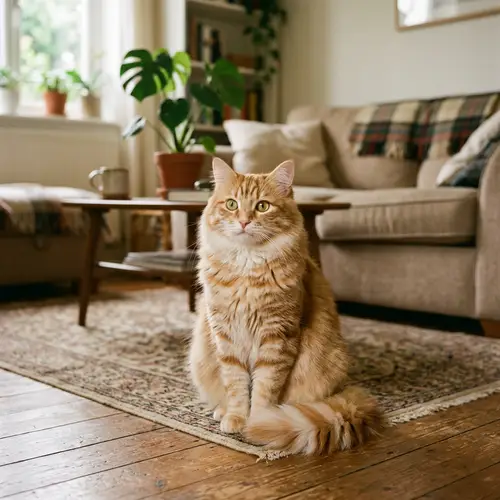Graceful Orange and White Striped Domestic Cat | Serene Atmosphere