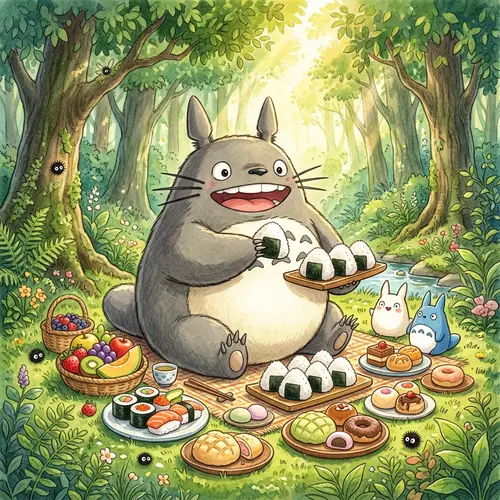 Feast with Totoro: Colorful Sushi, Fresh Fruits & More