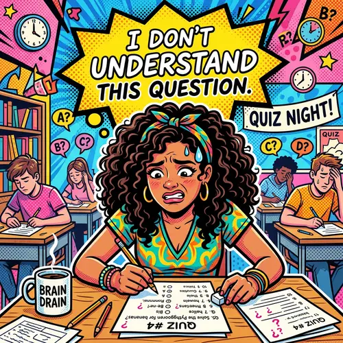 Hispanic Female Quiz Confusion Artwork