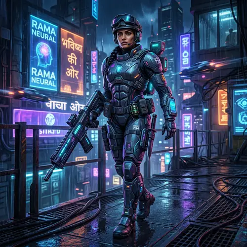 Futuristic Sci-fi Mercenary in Advanced Body Armor