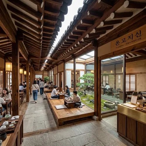Unique Hanok Cafe Design for 35-pyeong Space