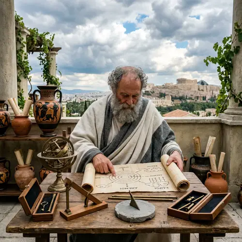 Greek Philosopher Studying Science in Ancient Athens