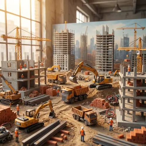 Miniature Construction Site Diorama with Detailed Machinery