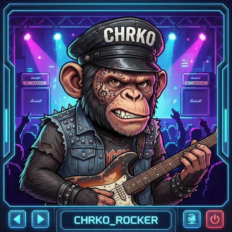Rockstar Ape with CHRKO Music-Themed Face Tattoo Rockstar Ape with CHRKO Music-Themed Face Tattoo