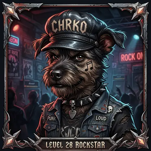 Rockstar Dog Avatar with CHRKO Music-Themed Cap