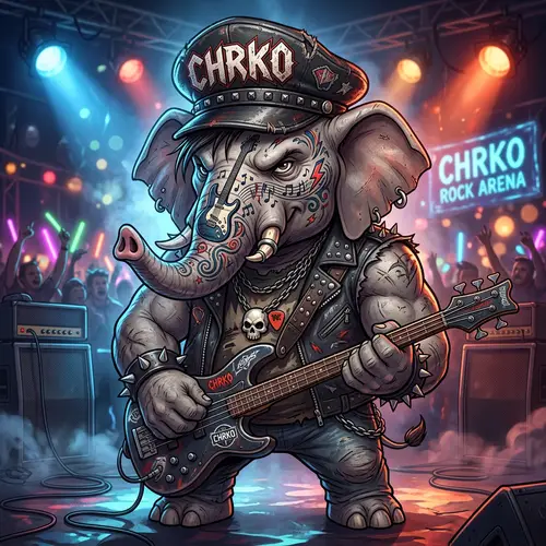 Rockstar Elephant Gaming Avatar | CHRKO Team Music-Themed Design