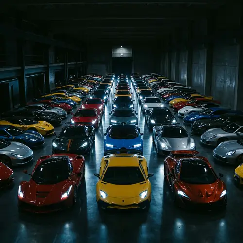 Supercars Illuminated Against Dark Background