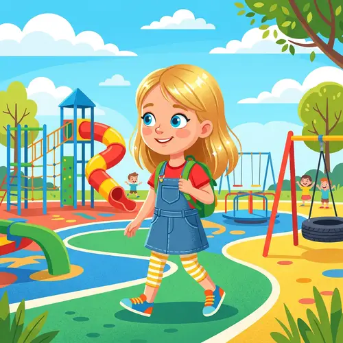 Maddy - White Girl with Blue Eyes and Blonde Hair | Playground Illustration