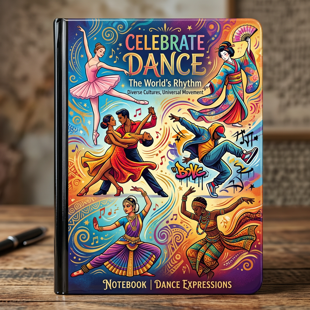 Cultural Dance Notebook | Vibrant Cover Design | AI Art Generator