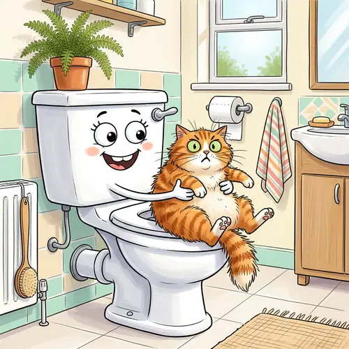 Comical Toilet Holds Cat Hostage | Bathroom Humor