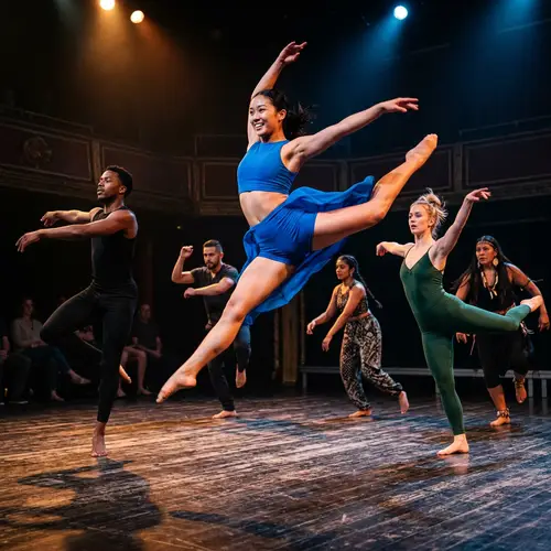 Modern Dance Performance with Diverse Group of Six Individuals