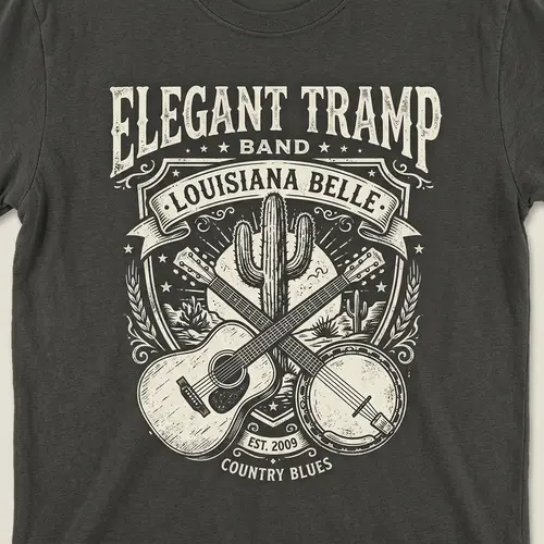 Elegant Tramp Logo T-Shirt | Louisiana Belle Design