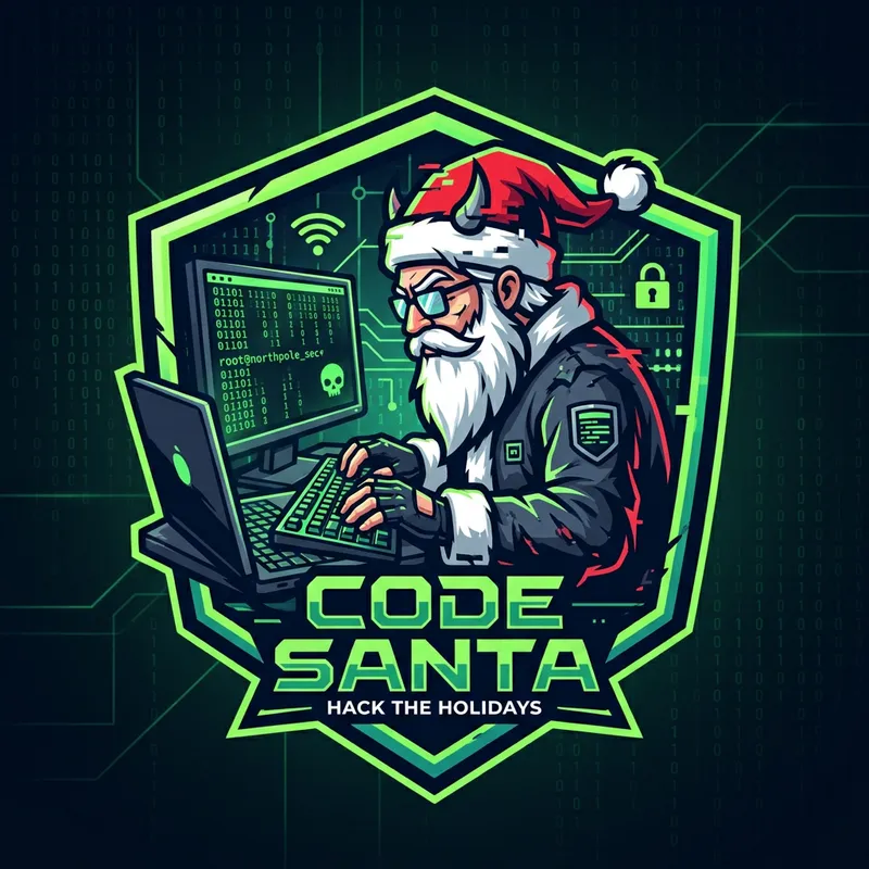 Hacker Santa Logo - Christmas Cybersecurity Theme
