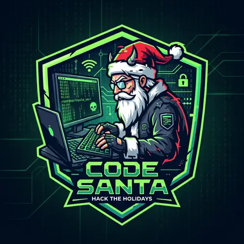 Hacker Santa Logo - Christmas Cybersecurity Theme