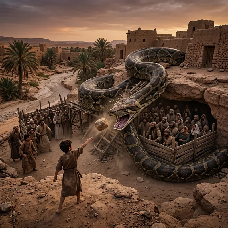 Brave Boy Saves People from Massive Snake in Pre-Islamic Times Brave Boy Saves People from Massive Snake in Pre-Islamic Times