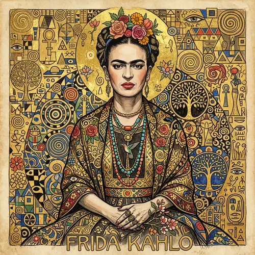 Frida Kahlo Portrait in Klimt's Style
