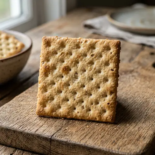 Traditional Golden Brown Square Dry Cracker - Realistic Illustration
