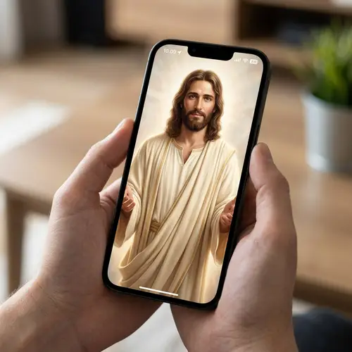 Resurrected Jesus Christ on iPhone Screen